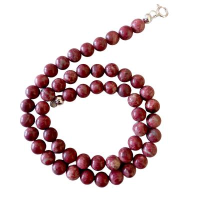 Thulit Edelstein Kugelkette Halskette Collier Kette rot